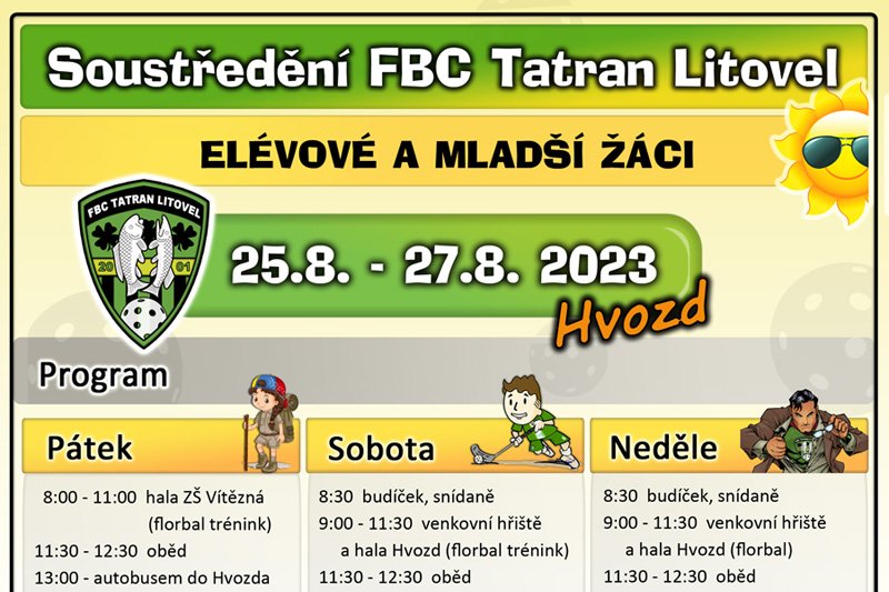 Florbal - Soustředění FBC Tatran Litovel 2023 – program a přihláška
